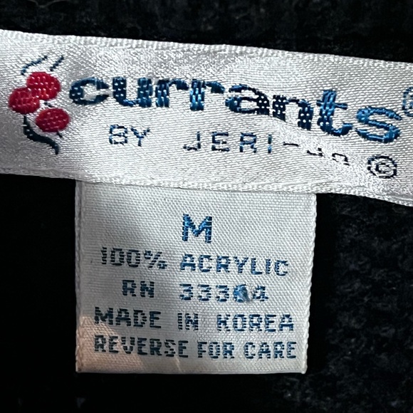 Currants By Jeri-Jo "CAR” Knit Sweater Womens Medium Vintage 90s Black Colorful - Picture 3 of 6